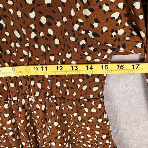 Carole Christian Smocked Mini Dress – Animal Print, Long Sleeve - Picture 7 of 8